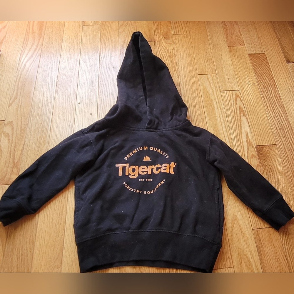 Kids Black Hoodie with Orange Logo